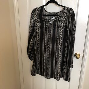 black dress with white battern